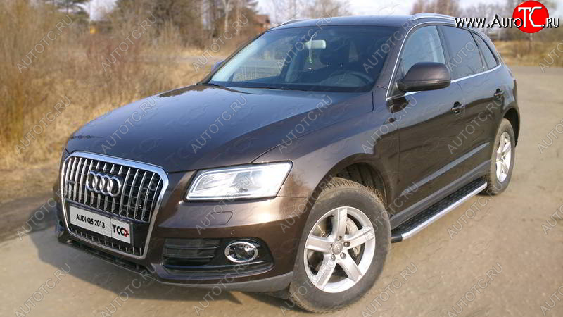 19 999 р. Алюминиевые порожки для ног с пластиковой накладкой TCC Tюнинг Audi Q5 8R рестайлинг (2012-2017) (серый)  с доставкой в г. Новочеркасск