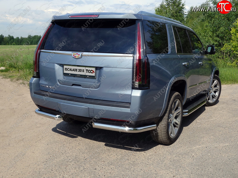 21 799 р. Защита задняя (уголки, нержавейка 76,1 мм) ТСС Тюнинг  Cadillac Escalade  GMTK2 джип 5 дв. (2015-2020) короткая база  с доставкой в г. Новочеркасск