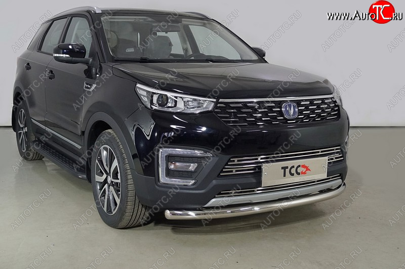 16 399 р. Защита переднего бампера нижняя d60,3 мм ТСС Тюнинг  Changan CS55 (2017-2024) дорестайлинг, рестайлинг (нержавейка)  с доставкой в г. Новочеркасск