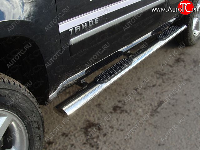 45 999 р. Пороги овальные с накладкой 120x60 мм ТСС Тюнинг  Chevrolet Tahoe  GMT900 (2006-2013) 5 дв. (серые)  с доставкой в г. Новочеркасск