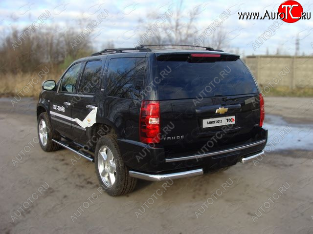 24 999 р. Защита задняя (уголки, нержавейка 75*42 мм) ТСС Тюнинг Chevrolet Tahoe GMT900 5 дв. (2006-2013)  с доставкой в г. Новочеркасск