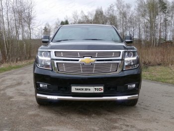 Защита переднего бампера нижняя с ДХО 76,1 мм ТСС Тюнинг Chevrolet Tahoe GMT900 5 дв. (2006-2013)  (нержавейка)