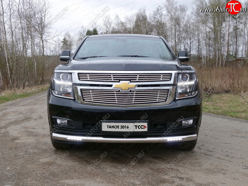 40 999 р. Защита переднего бампера нижняя с ДХО 76,1 мм ТСС Тюнинг Chevrolet Tahoe GMT900 5 дв. (2006-2013) (нержавейка)  с доставкой в г. Новочеркасск