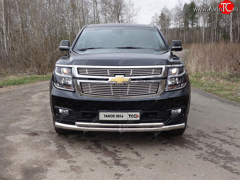 36 999 р. Защита передняя нижняя двойная 76,1*50,8 мм Тюнинг Chevrolet Tahoe K2UC (2014-2021) (нержавейка)  с доставкой в г. Новочеркасск