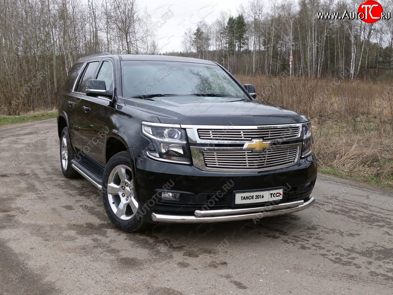 36 999 р. Защита передняя нижняя двойная 76,1*50,8 мм Тюнинг Chevrolet Tahoe K2UC (2014-2021) (нержавейка)  с доставкой в г. Новочеркасск