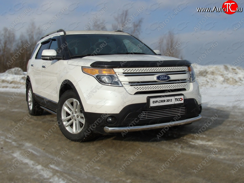 20 999 р. Защита переднего бампера нижняя 76,1 мм ТСС Тюнинг  Ford Explorer  U502 (2010-2016) дорестайлинг (нержавейка)  с доставкой в г. Новочеркасск