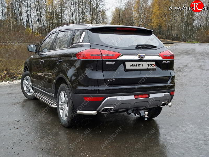 9 349 р. Защита заднего бампера (уголки, d60,3 мм) TCC Geely Atlas NL3 (2016-2022)  с доставкой в г. Новочеркасск