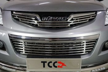 Верхняя декоративная вставка решетки радиатора ТСС Тюнинг Haval (Хавал) H5 (Н5) (2020-2023) рестайлинг ()