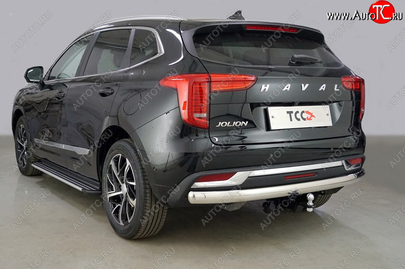 20 999 р. Защита заднего бампера (1.5 2WD, овальная, d75х42 мм) TCC  Haval Jolion (2020-2024) дорестайлинг  с доставкой в г. Новочеркасск