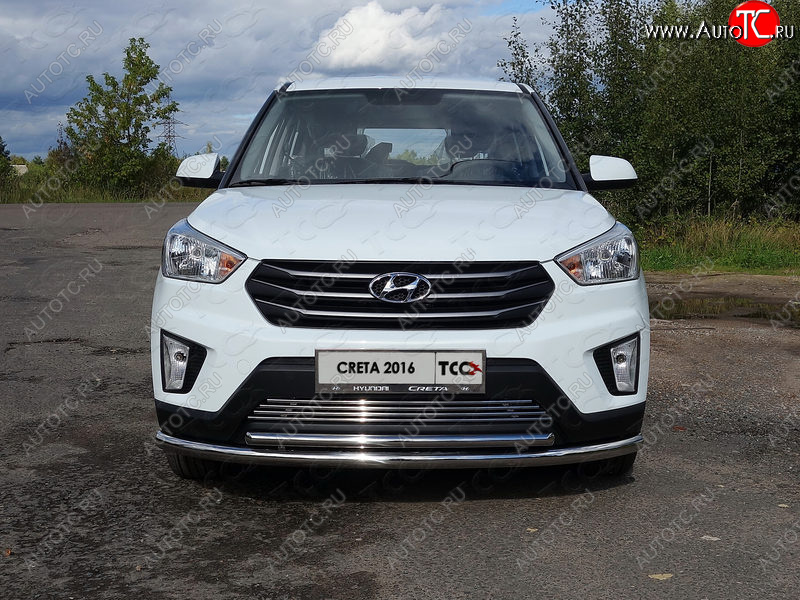 5 449 р. Декоративная вставка в бампер ТСС Тюнинг  Hyundai Creta  GS (2015-2021) дорестайлинг, рестайлинг (d 12 мм)  с доставкой в г. Новочеркасск