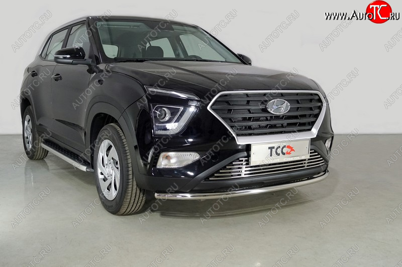 17 799 р. Защита переднего бампера нижняя d42,4 мм ТСС Тюнинг Hyundai Creta SU (2020-2022) (нержавейка)  с доставкой в г. Новочеркасск