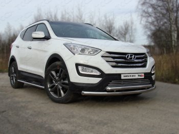 21 999 р. Защита переднего бампера нижняя d60,3*50,8 мм ТСС Тюнинг Hyundai Santa Fe DM рестайлинг (2015-2019) (нержавейка)  с доставкой в г. Новочеркасск. Увеличить фотографию 1