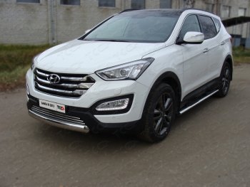 Защита переднего бампера овальная короткая 75х42 мм ТСС тюнинг Hyundai Santa Fe DM дорестайлинг (2012-2016)  (нержавейка)