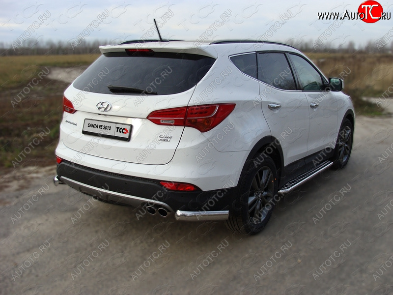 13 499 р. Защита заднего бампера (уголки, d75х42 мм) TCC  Hyundai Santa Fe  DM (2012-2019) дорестайлинг, рестайлинг  с доставкой в г. Новочеркасск