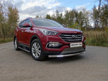 35 999 р. Защита переднего бампера нижняя с ДХО 60,3 мм ТСС Тюнинг  Hyundai Santa Fe  DM (2015-2019) рестайлинг (нержавейка)  с доставкой в г. Новочеркасск. Увеличить фотографию 1