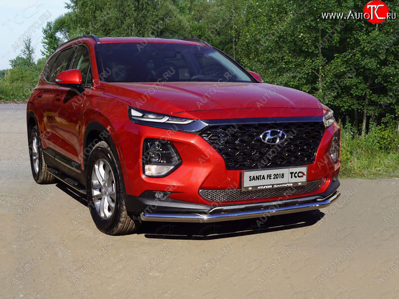 17 999 р. Защита переднего бампера нижняя d60,3 мм ТСС Тюнинг Hyundai Santa Fe TM дорестайлинг (2018-2021) (нержавейка)  с доставкой в г. Новочеркасск