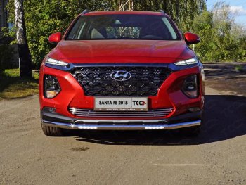 32 999 р. Защита переднего бампера нижняя с ДХО 60,3 мм ТСС Тюнинг Hyundai Santa Fe TM дорестайлинг (2018-2021) (нержавейка)  с доставкой в г. Новочеркасск. Увеличить фотографию 1