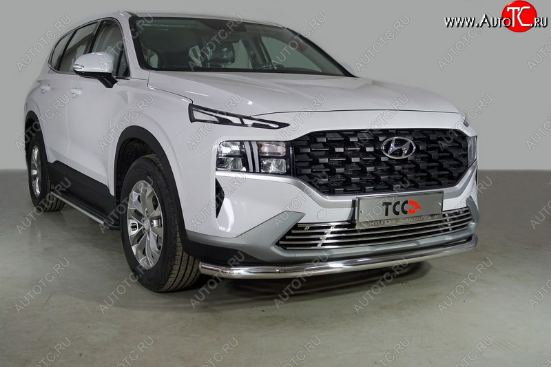 21 599 р. Защита переднего бампера нижняя d60,3 мм ТСС Тюнинг  Hyundai Santa Fe  TM (2020-2022) рестайлинг (нержавейка)  с доставкой в г. Новочеркасск