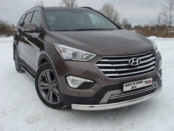 Защита переднего бампера нижняя овальная 75х42 мм ТСС Тюнинг Hyundai (Хюндаи) Grand Santa Fe (гранд)  1 DM (2013-2016) 1 DM дорестайлинг  (нержавейка)