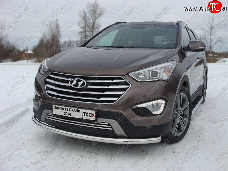 15 549 р. Защита переднего бампера нижняя d60,3 мм ТСС Тюнинг  Hyundai Grand Santa Fe  1 DM (2013-2016) дорестайлинг (нержавейка)  с доставкой в г. Новочеркасск