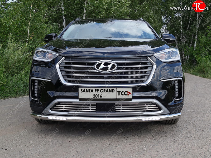 35 849 р. Защита переднего бампера нижняя с ДХО 60,3 мм ТСС Тюнинг  Hyundai Grand Santa Fe  1 DM (2016-2018) рестайлинг (нержавейка)  с доставкой в г. Новочеркасск