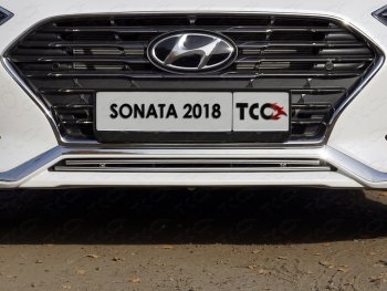 Нижняя декоративная вставка в бампер ТСС Тюнинг Hyundai Sonata LF рестайлинг (2017-2019) ()