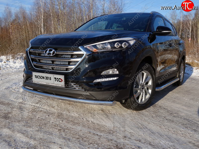 18 699 р. Защита переднего бампера нижняя d60,3 мм ТСС Тюнинг  Hyundai Tucson  TL (2015-2018) дорестайлинг (нержавейка)  с доставкой в г. Новочеркасск