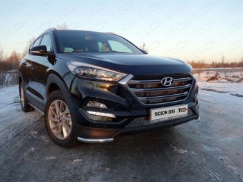 Защита переднего бампера уголки 42,4 мм ТСС тюнинг Hyundai Tucson TL дорестайлинг (2015-2018) ()