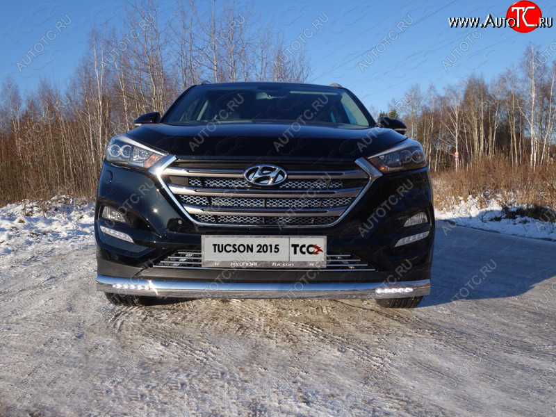 5 449 р. Декоративная вставка в бампер ТСС Тюнинг  Hyundai Tucson  TL (2015-2018) дорестайлинг (d 12 мм)  с доставкой в г. Новочеркасск