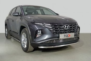 17 799 р. Защита переднего бампера нижняя d42,4 мм ТСС Тюнинг  Hyundai Tucson  NX4 (2020-2022) (нержавейка)  с доставкой в г. Новочеркасск. Увеличить фотографию 1