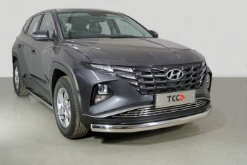 Защита переднего бампера нижняя овальная 75х42 мм ТСС Тюнинг Hyundai (Хюндаи) Tucson (Туссон)  NX4 (2020-2022) NX4  (нержавейка)