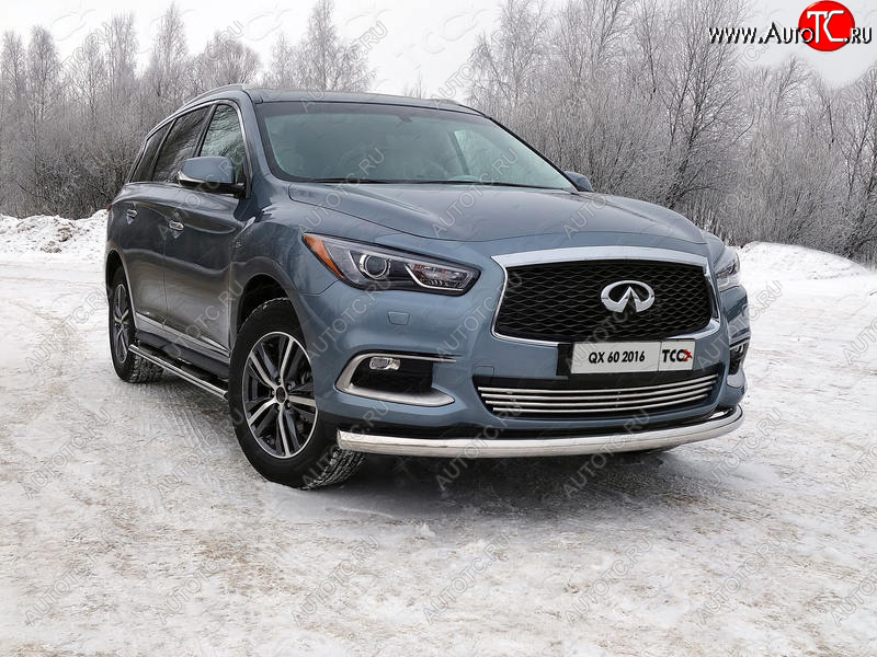 22 999 р. Защита переднего бампера нижняя d76,1 мм ТСС Тюнинг  INFINITI QX60  L50 (2016-2021) рестайлинг (нержавейка)  с доставкой в г. Новочеркасск