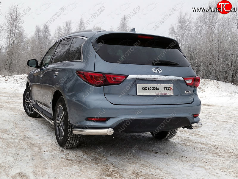 23 549 р. Защита задняя (уголки, нержавейка 76,1 мм) ТСС Тюнинг  INFINITI QX60  L50 (2016-2021) рестайлинг  с доставкой в г. Новочеркасск