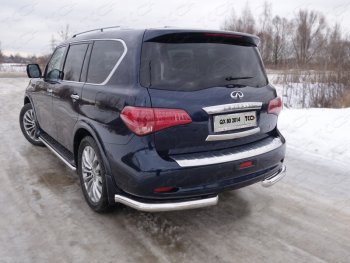 29 999 р. Защита задняя (уголки, нержавейка 76,1 мм) ТСС Тюнинг INFINITI QX80 Z62 1-ый рестайлинг (2014-2018)  с доставкой в г. Новочеркасск. Увеличить фотографию 1