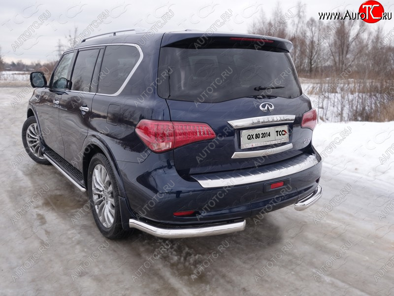 29 999 р. Защита задняя (уголки, нержавейка 76,1 мм) ТСС Тюнинг INFINITI QX80 Z62 1-ый рестайлинг (2014-2018)  с доставкой в г. Новочеркасск