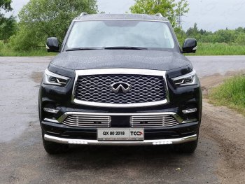 Защита переднего бампера нижняя с ДХО 76,1 мм ТСС Тюнинг INFINITI (Инфинити) QX80 (КуХ80)  Z62 (2018-2024) Z62 2-ой рестайлинг  (нержавейка)