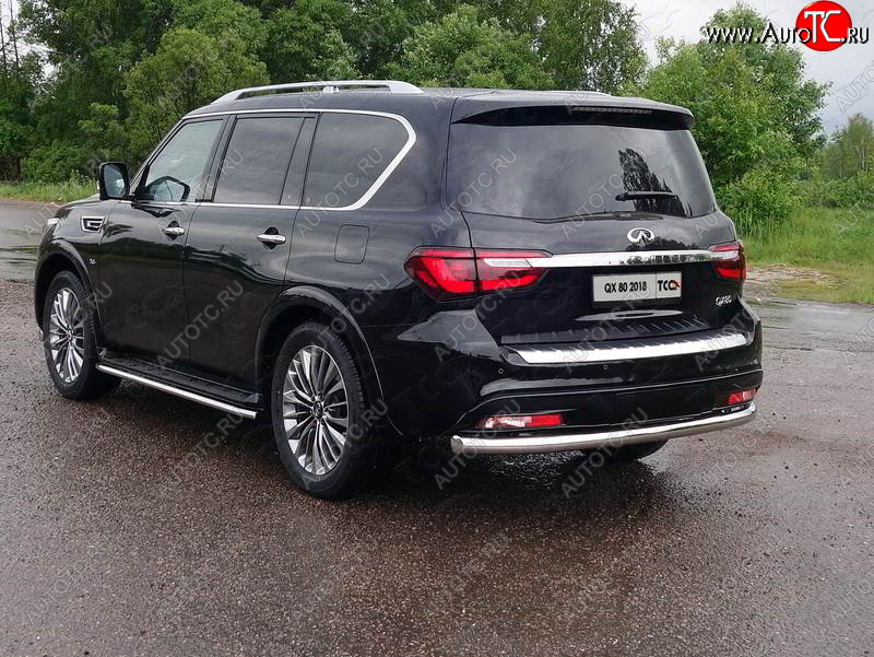 24 949 р. Защита задняя (нержавейка 76,1 мм) ТСС Тюнинг  INFINITI QX80  Z62 (2018-2024) 2-ой рестайлинг  с доставкой в г. Новочеркасск