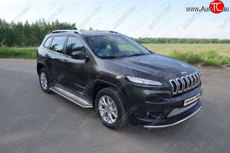 18 699 р. Защита переднего бампера нижняя d60,3 мм ТСС Тюнинг  Jeep Cherokee  KL (2014-2017) дорестайлинг (нержавейка)  с доставкой в г. Новочеркасск