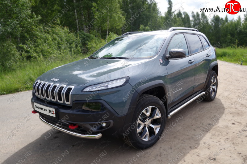 18 699 р. Защита переднего бампера (Trailhawk, d60,3 мм) ТСС Тюнинг  Jeep Cherokee  KL (2014-2017) дорестайлинг (нержавейка)  с доставкой в г. Новочеркасск