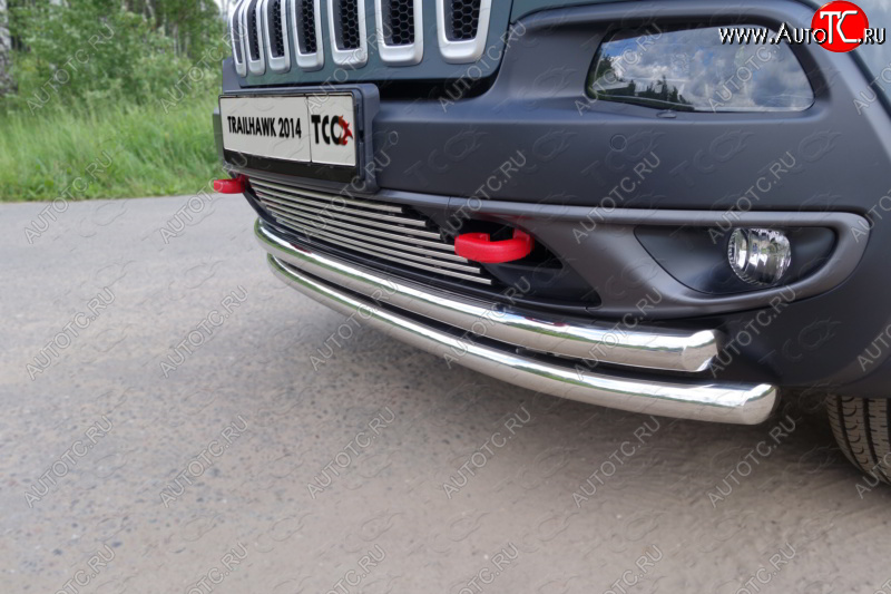 10 799 р. Декоративная вставка переднего бампера (Trailhawk) ТСС Тюнинг  Jeep Cherokee  KL (2014-2017) дорестайлинг (d 12 мм)  с доставкой в г. Новочеркасск