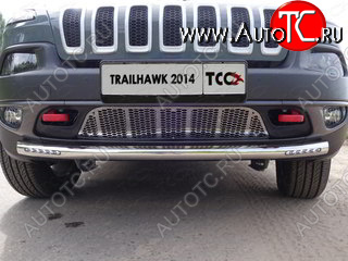 38 949 р. Защита переднего бампера (Trailhawk, 60,3 мм ДХО) ТСС Тюнинг  Jeep Cherokee  KL (2014-2017) дорестайлинг (нержавейка)  с доставкой в г. Новочеркасск