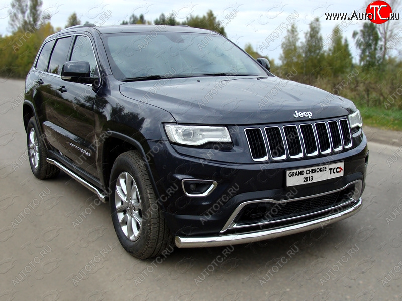 20 999 р. Защита переднего бампера нижняя d76,1 мм ТСС Тюнинг Jeep Grand Cherokee WK2 1-ый рестайлинг (2013-2018) (нержавейка)  с доставкой в г. Новочеркасск