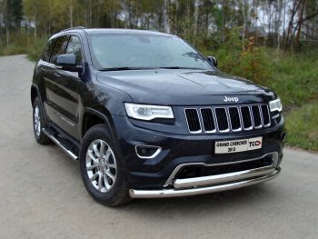 29 999 р. Защита передняя нижняя двойная 76,1*75 мм Тюнинг Jeep Grand Cherokee WK2 1-ый рестайлинг (2013-2018) (нержавейка)  с доставкой в г. Новочеркасск. Увеличить фотографию 1