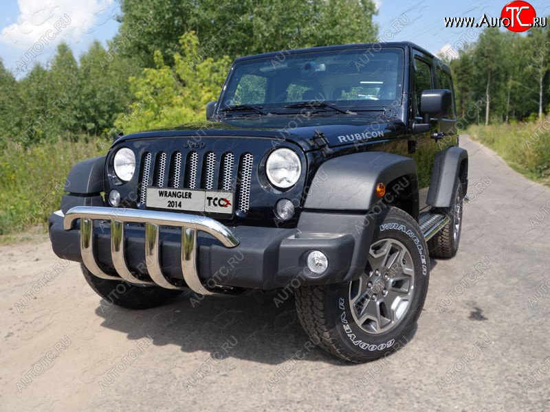 30 999 р. Защита переднего бампера кенгурин 60,3 мм ТСС Тюнинг Jeep Wrangler JK (2007-2018) (нержавейка)  с доставкой в г. Новочеркасск