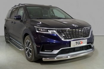 Защита переднего бампера нижняя овальная 75х42 мм ТСС Тюнинг KIA Carnival KA4 минивэн дорестайлинг (2020-2023) ()