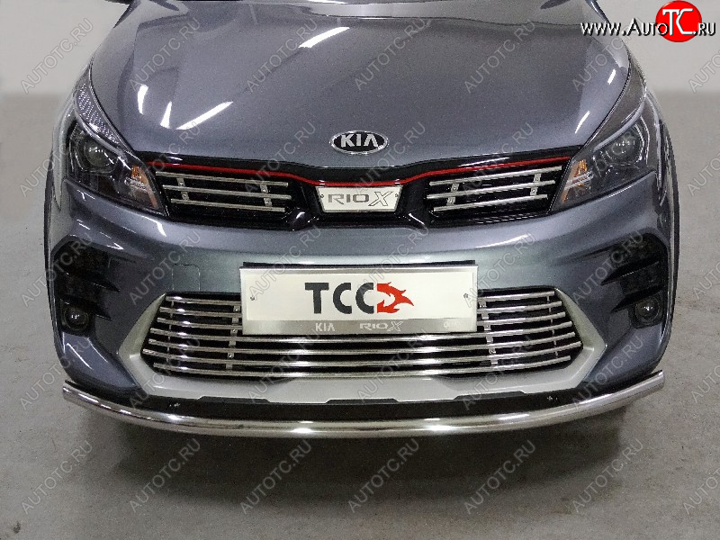 9 749 р. Нижняя декоративная вставка в бампер ТСС Тюнинг  KIA Rio  X (2020-2025) рестайлинг (d 12 мм)  с доставкой в г. Новочеркасск