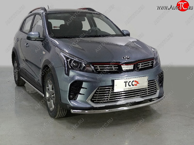 12 599 р. Защита передняя нижняя длинная 42,4 мм ТСС Тюнинг KIA Rio X рестайлинг (2020-2025) (нержавейка)  с доставкой в г. Новочеркасск