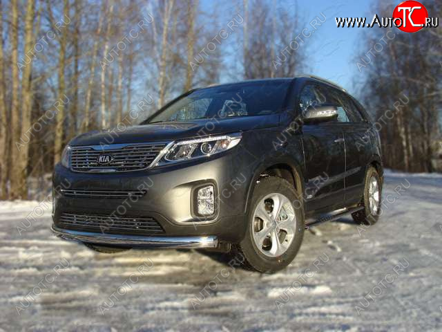 20 899 р. Защита переднего бампера овальная 75х42 мм ТСС тюнинг  KIA Sorento ( XM,  UM/Prime) (2012-2020) рестайлинг, дорестайлинг, рестайлинг (нержавейка)  с доставкой в г. Новочеркасск