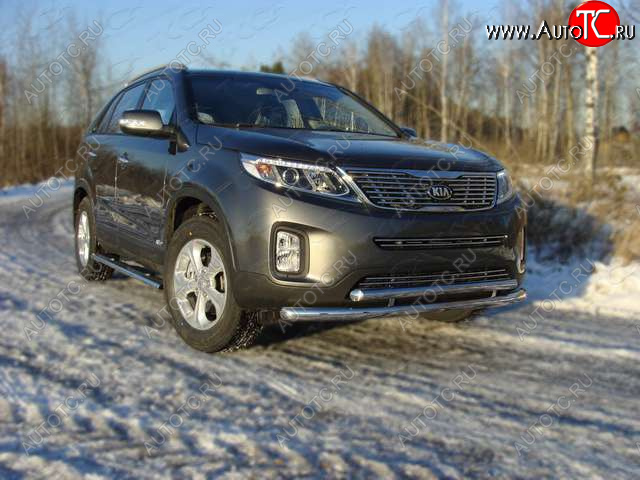 22 599 р. Защита переднего бампера нижняя 60,3*50,8 мм ТСС Тюнинг KIA Sorento XM рестайлинг (2012-2015) (нержавейка)  с доставкой в г. Новочеркасск