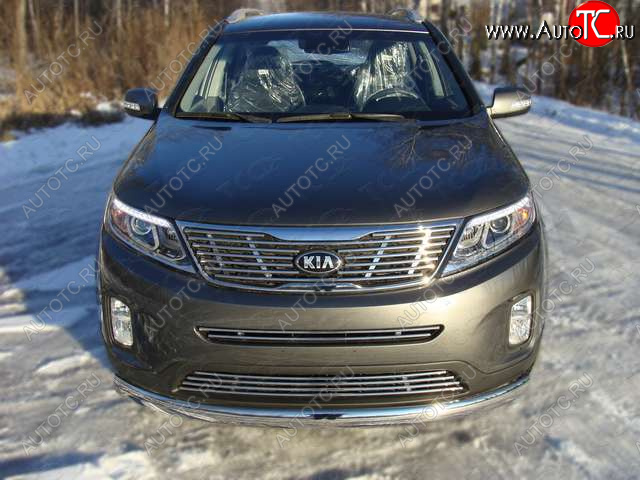 9 349 р. Декоративная вставка переднего бампера ТСС Тюнинг  KIA Sorento  XM (2012-2015) рестайлинг (d 12 мм)  с доставкой в г. Новочеркасск